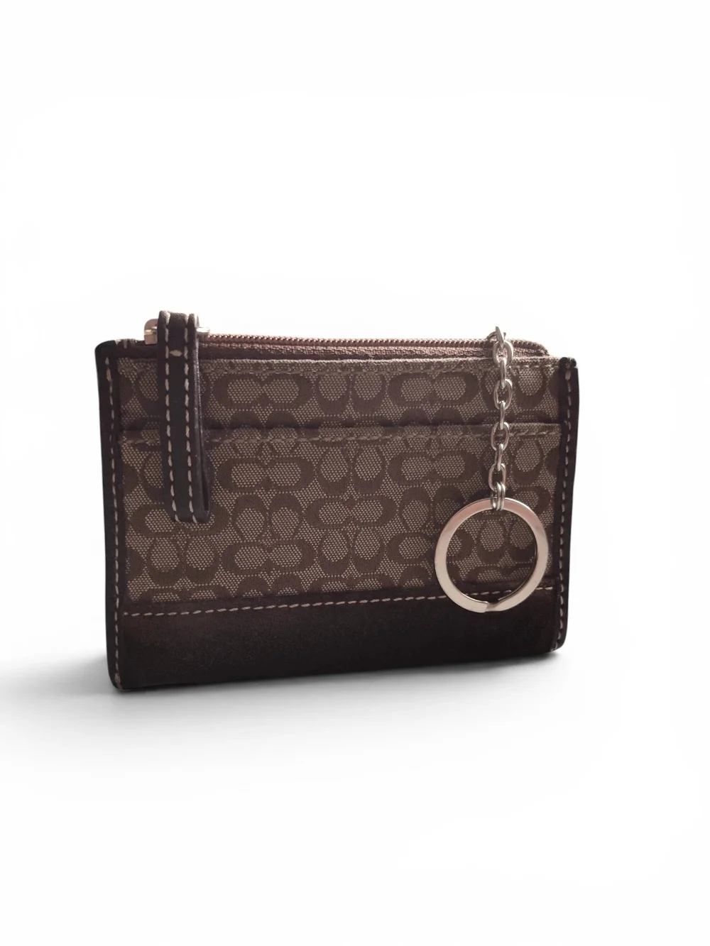 Vintage Coach Y2K Signature Mini C Monogram Mini Skinny ID Case - Suede & Canvas